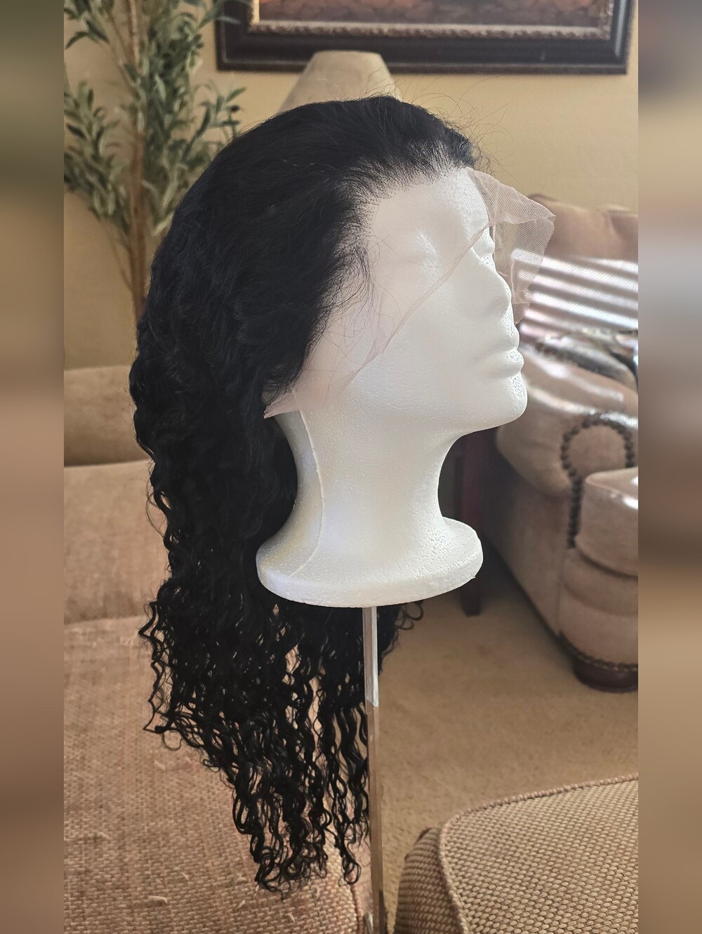 Lace Front Curly Wig — Black Natural Wave 20" - Picture 2 of 9